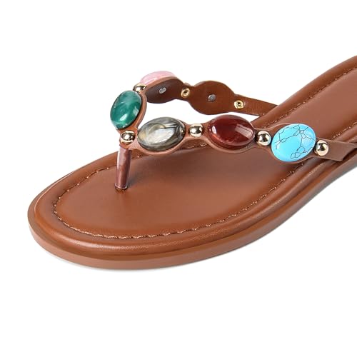 Image of DREAMSTORY Womens Beaded Flip Flops Beach Jeweled Thong Sandals