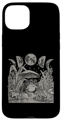 Whimsy Goth Fairycore Grunge Frog Mushroom Moon Vintage �X�}�z�P�[�X iPhone 15 Plus �p