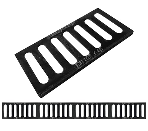 Image of Pedestrian 4 Pack 16x8in Ductile Iron Trench Drain Grate | Durable Metal Anti Corrosion A15 Cast Iron Channel Outdoor Channel Drainage Cover Downspout Sewer Yard Fence Basement