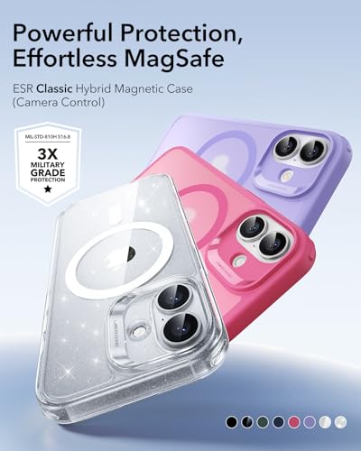 Image of ESR for iPhone 17 Case, Camera Control Cover, Compatible with MagSafe, Shockproof Military-Grade Protection, Magnetic Phone Case for iPhone 17, Classic Hybrid Case, Clear Shimmer