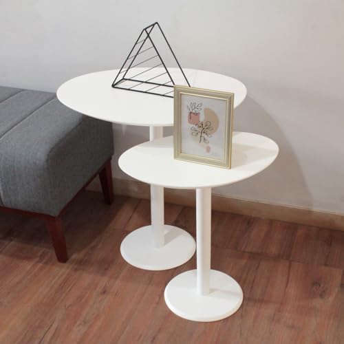 Kit 2 Mesas Laterais Monopé Laqueadas Design Orgânico (BRANCO)
