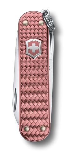 Victorinox Taschenmesser Classic Precious Alox, 5 Funktionen, Multitool mit Schere, Schraubendreher, Schlüsselanhänger, Inkl. Geschenkbox, Gentle Rose