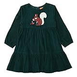 Aus hochwertiger Baumwolle Staccato Cordkleid - Dark Green mit Eichhörnchen-Applikation