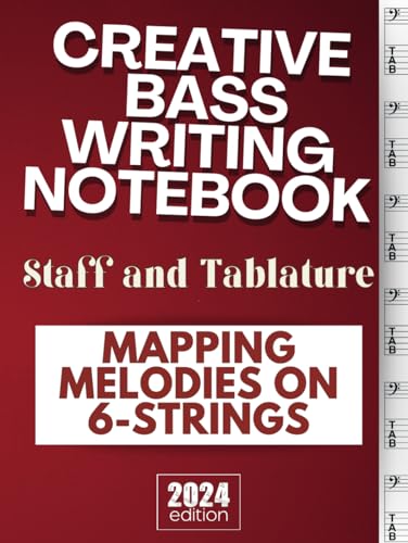 Carnet de composition basse à 6 cordes A4 avec tablatures et partitions