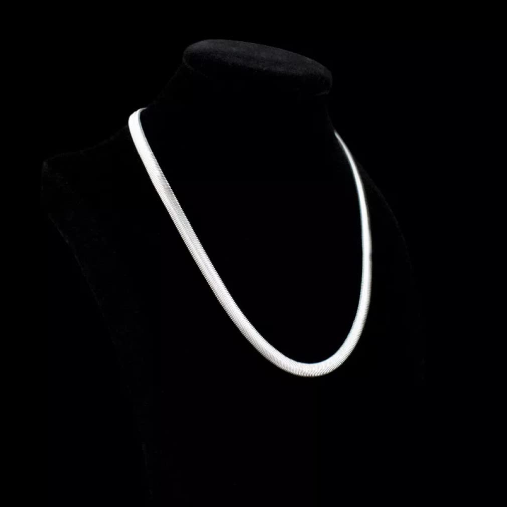 Collar de Plata de Ley 925 con Cadena de Serpiente Plana de clavícula para Mujer y Hombre, Collares de joyería
