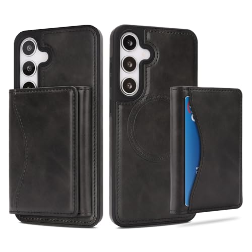 Étui Samsung S24 FE noir anti-rayures pour ranger vos cartes avec son cuir amovible
