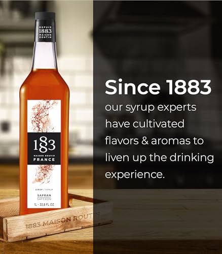 Image of 1883 Saffron Syrup for Drinks, Made in France, 1 Liter Glass Bottle
