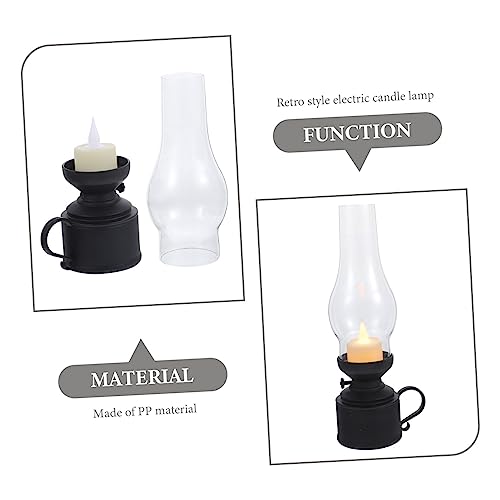 Lámpara de vela LED retro negra para viento en camping y salones 3