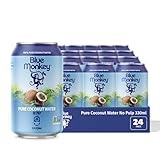 Blue Monkey Coconut Water - 100% Pure Coconut Water from Vietnam - No Pulp - No Sugar Added - Shelf Stable - Refreshing Hydration Drink - 11.2oz (330) 24-Pack