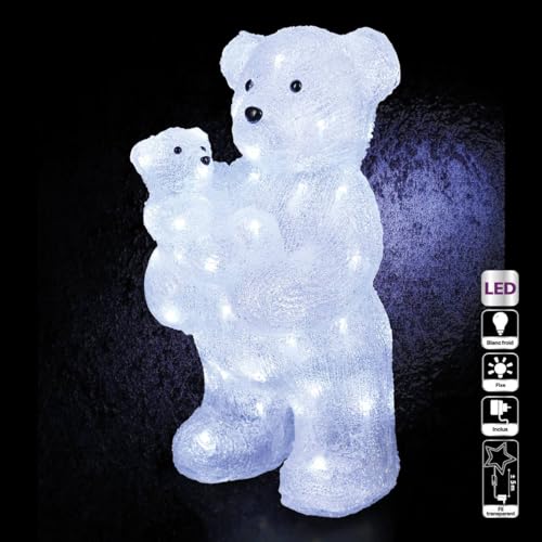 Feeric lights et christmas - Ours et ourson lumineux extérieur h44cm 56 led + transfo