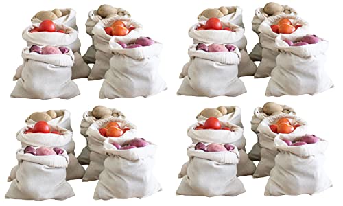 Image of GLUN Reusable Organic Eco Friendly 100% Cotton Vegetable, Fruit & Multipurpose Bags for Grocery Shopping With Strong Stitching, Washable (24)
