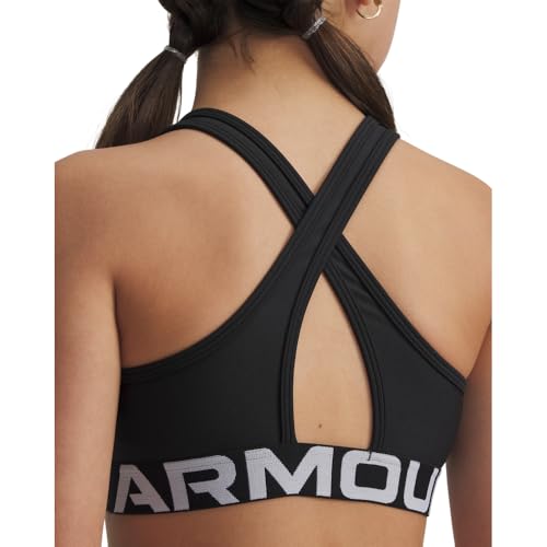 Under Armour Girls Crossback Mid-Impact Sports Bra, (002) Black / / White, Large Under Armour Girls Crossback Mid-Impact Sports Bra, (002) Black / / White, Large - Image 3