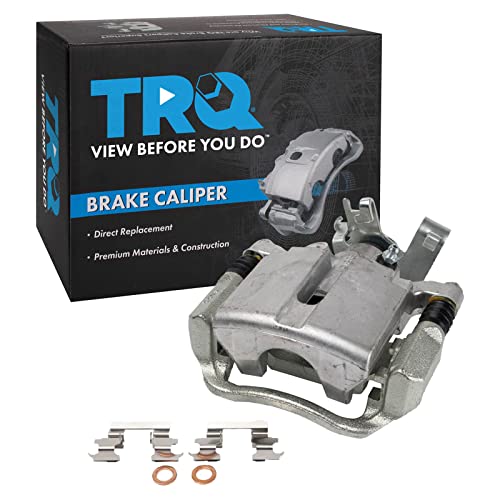 Image of TRQ Rear Right Brake Caliper w /Bracket Passenger Side | For 2005-2008 Chevrolet Cobalt 2008-2010 HHR 2004-2012 Malibu 2007-2009 Pontiac G5 2005-2010 G6 Saturn Aura 2004-2007 Ion