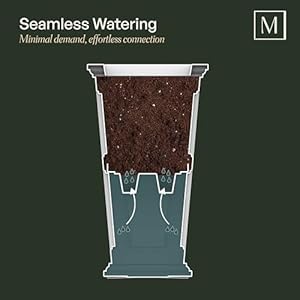 Mayne nantucket 32 inch tall planterself watering weather resistant planter for flowersdurable outdoor design for patio porch or entryway  urban country home decor