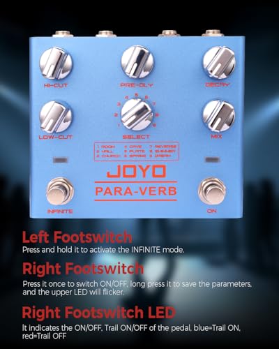 Image of JOYO Digital Stereo Reverb Guitar Pedal, 9 Modes (Room /Hall /Plate /Shimmer /Dream & More) with Hi-Cut /Low-Cut /Pre-Delay, Infinite & Trail, Preset Save, True Bypass (PARA-VERB R-31)