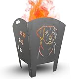 Terma Stahldesign Edelrost Feuerkorb Bogen Labrador massiv Metall Feuerstelle Handmade Germany wetterfest Gartendeko Geschenkidee