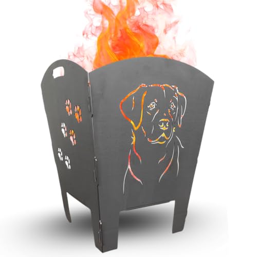 Terma Stahldesign Edelrost Feuerkorb Bogen Labrador massiv Metall Feuerstelle Handmade Germany wetterfest Gartendeko Geschenkidee