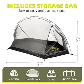 Forceatt Tent, 1/2 Person Two Doors Camping Tent, Ultralight Waterproof 2 Man Tent,Quick To Set Up,Portable,for Camping,Motorcycle Travel, Backpacking
