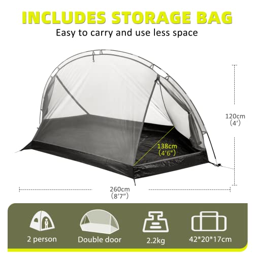 Forceatt Zelt,1/2 Personen Camping Zelt, Ultraleicht Kleines Packmaß Zelt 1 Person,Wasserdich,Schnellaufbau,Doppelschicht Kuppelzelte,für Camping, Motorcycle Trips, Trekking, Hiking Trips, Festival – Bild 3