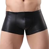 PIIKNUO Herren Boxershort Unterhose Latex ähnliche Herren Shorts Wetlook Shorts Leder-Optik Boxer Shorts Wetlook Männer Unterwäsche Reizwäsche Männer Wetlook Boxershorts Sexy Unterhosen (M)