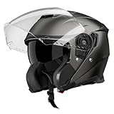 Motorcycle Helmets for Adults, Open Face Motorcycle Helmet with Dual Visor, Casco para Moto DOT Certified, ATV Dirt Bike Snowmobile Motocross Helmet for Men Women, Quick Release Strap, AP-836