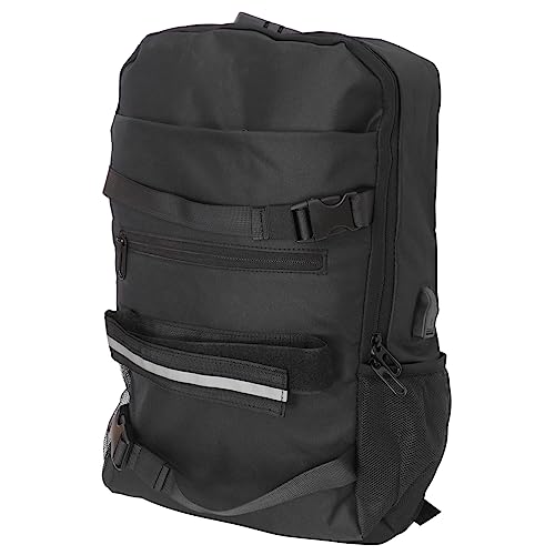 Backpack, 1pc Skateboard Laptop Bag, Casual Daypack, Black, Oxford Cloth, Business Computer Bag, Travel, 1.0 centiliters, 4.72x11.22x4.72 inches