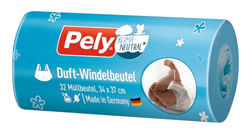 Pely Windelbeutel klimaneutralisiert 32 St&uuml;ck, in blau, mit praktischen Tragegriff