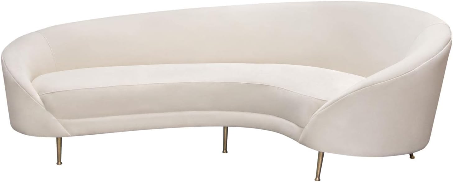 Celine Curved Sofa in Light Cream Velvet