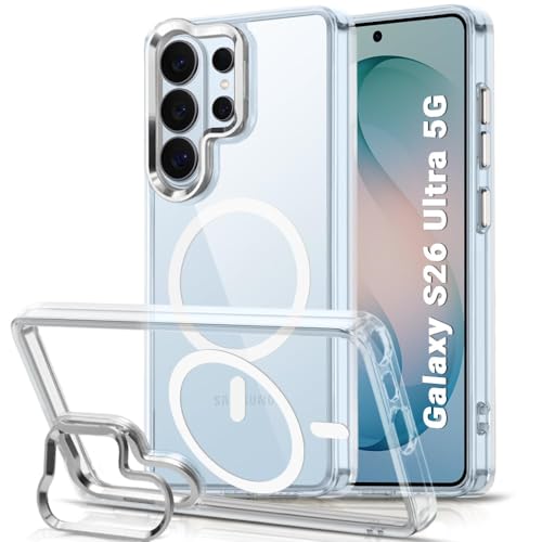 Image of Clearshield Magpro with stand Samsung Galaxy S26 Ultra 5G Hybrid PC & TPU Shockproof Design 360 Degree Protection Crystal Clear Case Anti-Scratch Armor Cover MagSafe Compatible Strong Magnetic