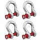 Jortmrd 4 Stück 1/2 Schäkel 2t Hochfeste U-Schekel Geschweift mit Gewindebolzen | Feuerverzinkter Stahl | Für Camping, Klettern, Transport, Umlenkrollen & Lastenheben (4 Pcs, WLL: 2,0t)