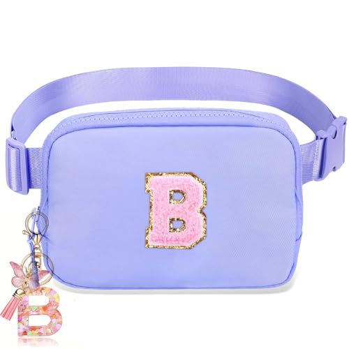Image of Belt Bag for Girls Gifts - Birthday Gifts for Women, Personalized Gifts for Mom Freind Sister Teacher, Graduation GiftsInitial Crossbody Bag Belt Bag for Women Lavender Purple B