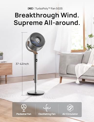 image for DREO Standing Fan, 120°+120° Smart Oscillating Floor Fans with Wi-Fi