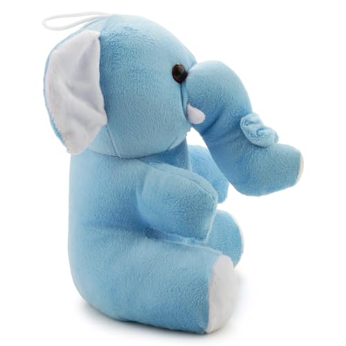 Image of Soft Light Blue Elephant Stuffed Plush Toy for Babies, Toddlers & Children Safe, Lightweight & Easy to Clean (28 CM)