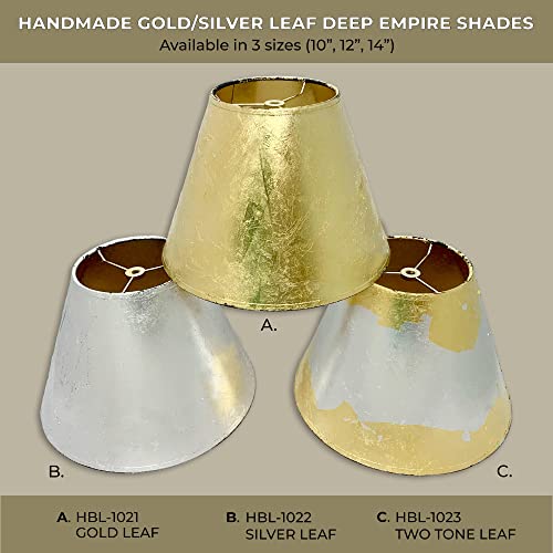 Image of Royal Designs, Inc. Trendy Decorative Handmade Lamp Shade, Made in USA, 14 in, Deep Empire - Silver Leaf