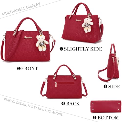 Image of Purse for Women Fashion Medium Shoulder Bag Crossbody Handbag Set 4PCS | Stylish Style,Chain Texture Design,with a Crossbody Strap,4-in-1 Multi-Style Purse Set