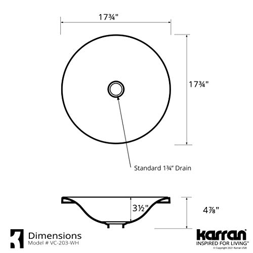 Karran Vc-203-Wh Valera 18" Top Mount Vitreous China Bathroom Sink In White #TOP1