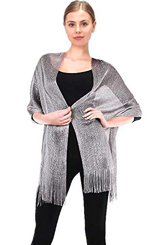 Plum Feathers Evening Wraps And Shawls Formal, Dressy Metallic Sparkle Shawl Wrap Evening Wear, Sheer Womens Party Dresses