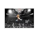 AllallY Lebron James Dunk Poster For Boys Room Signed 12x18inch Unframed Canvas Wall Art for Men Room Decor #23 King-James Poster Pictures for Home Wall Decor Basketball Posters, White