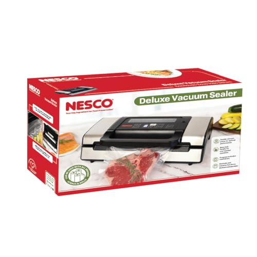 Image of Nesco Deluxe Food VS-12 Vacuum Sealer, 130 Watts, Kit Bags & Viewing Lid, Compact, Silver