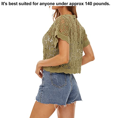 Image of Women Cardigan Hollow Out Floral Cardigans White Crochet Shrugs