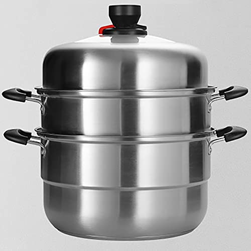 Olla Vaporera De Acero Inoxidable con Base De Compuesto De 3 Capas para Cocinar Cangrejo Al Vapor Y Pollo Guisado.,
