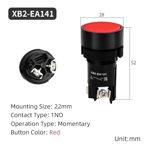 Interrupteur bouton-poussoir 22mm pour panneau de commande atelier - 2