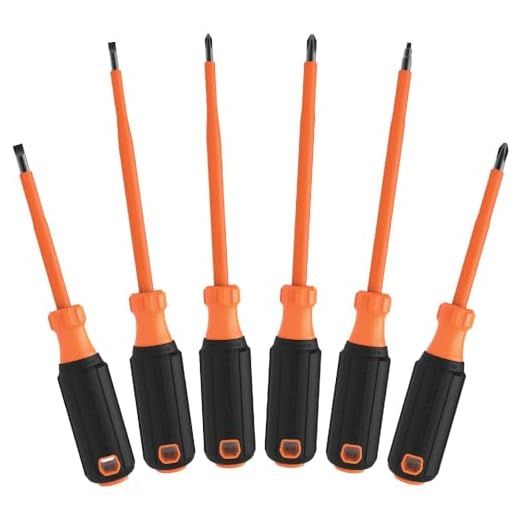 Klein Tools 85076INS Insulated Screwdriver Set, Made in USA, features 1000V Electricial Screwdrivers, (3) Phillips and (2) Slotted and Square Tips, 6-Piece