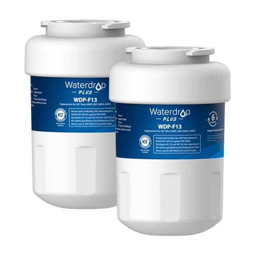 Waterdrop Plus MWF® Refrigerator Water Filter 𝐑𝐞𝐝𝐮𝐜𝐞 𝐏𝐅𝐀𝐒 Replacement for GE® MWF®, HDX FMG-1, MWFP, MWFA, RWF1060, 197D6321P006, Kenmore 469991, 2 Pack (Package May Vary)