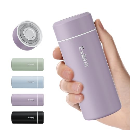 【Versión optimizada】Exllena Mini Botella isotérmica de 250 ml– Pequeña botella isotérmica sin BPA y antifugas, perfecta para bolso de mano, ideal para viajes y oficinas (púrpura)