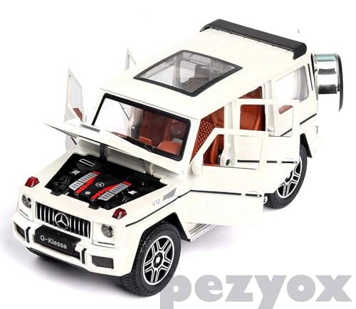 Image of AMG G63 White Car Toy for Kids White Kids New Diecast Metal Pullback Openable Doors Toy Cars (Black)