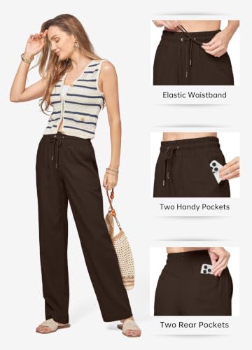 Image of Willit Women Linen Pants Wide Leg Palazzo Trousers 29 inch /31 inch / 33 inch
