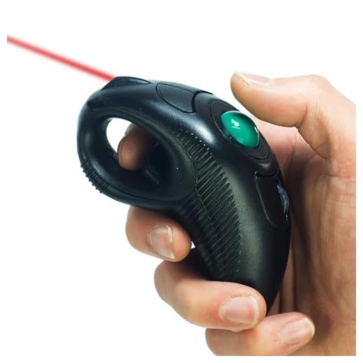 YUMQUA Y-10L Portable Finger Handheld Wireless Built-in Laser Pointer USB Trackball Mouse for Left/Right Handed Users, for Computer Laptop Mac (Black)