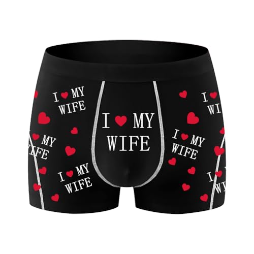 Sexy Code 1701 Men’s Boxer Briefs Modal Underwear–“I LOVE MY WIFE”Print, Soft Stretch Trunks Funny Romantic for Husband - Main Image