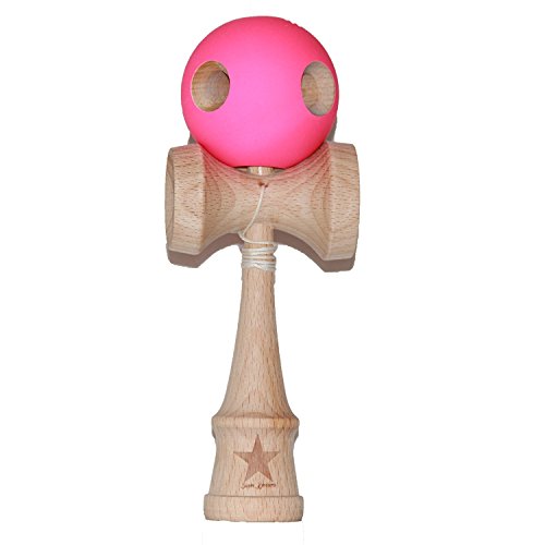Super Kendama 5 Holes Pink Rubberized Ball And Extra String by Super Kendama